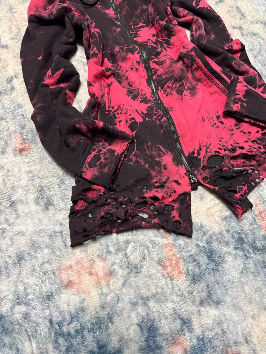 Xfrm 00s red destruction damaged hoodie 상품이미지4