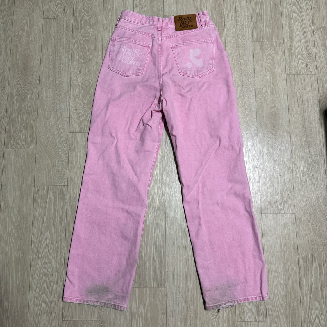 [27] 레스트앤레크레이션 로고 와이드 팬츠 핑크 상품이미지7