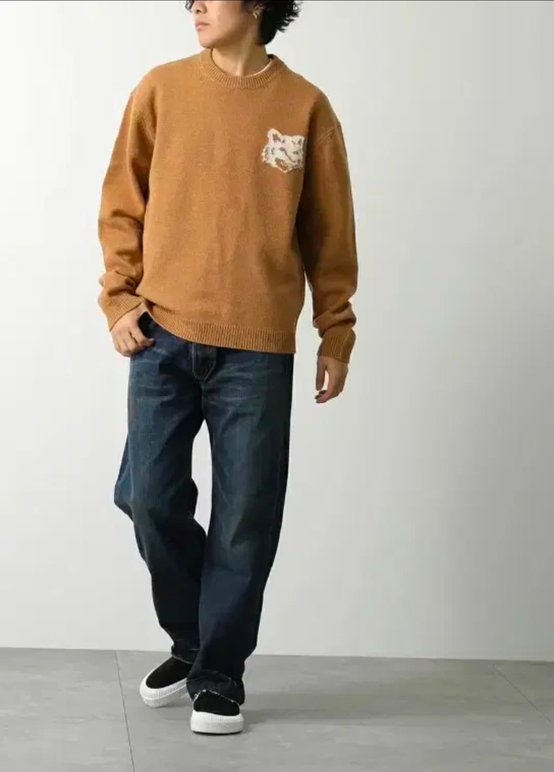 새상품) 메종키츠네 폭스헤드 니트 브라운 M 상품이미지2