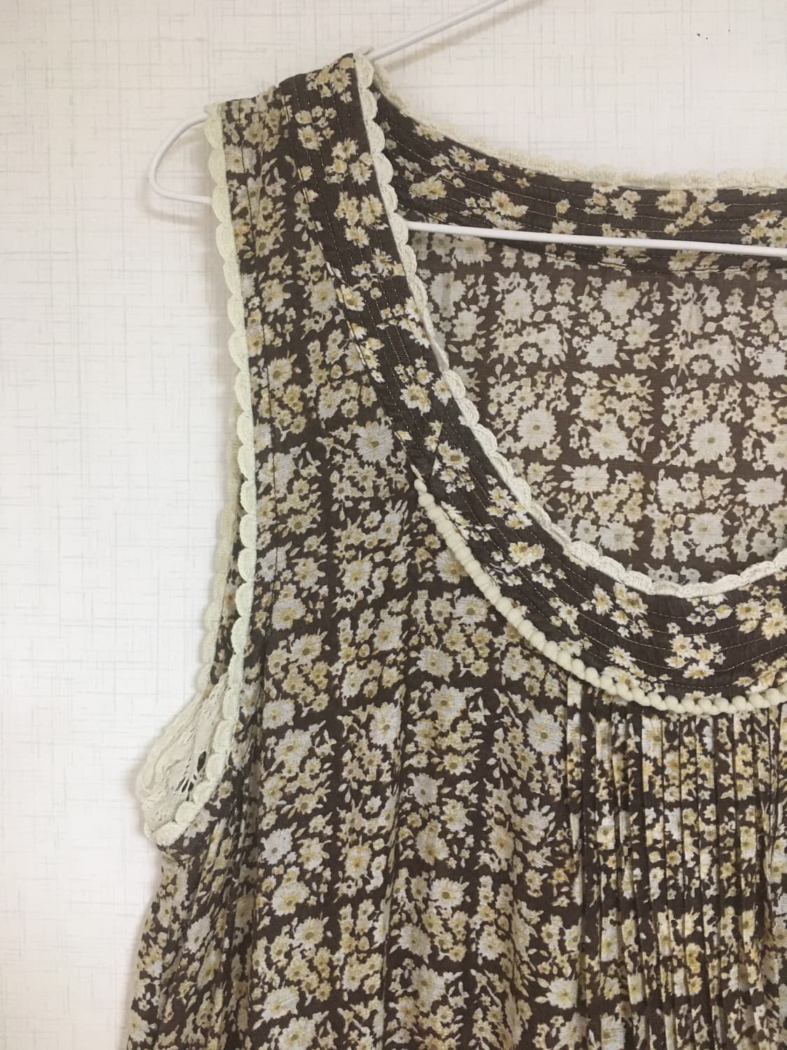 모리걸 빈티지 플라워 슬리브리스 원피스 상품이미지3