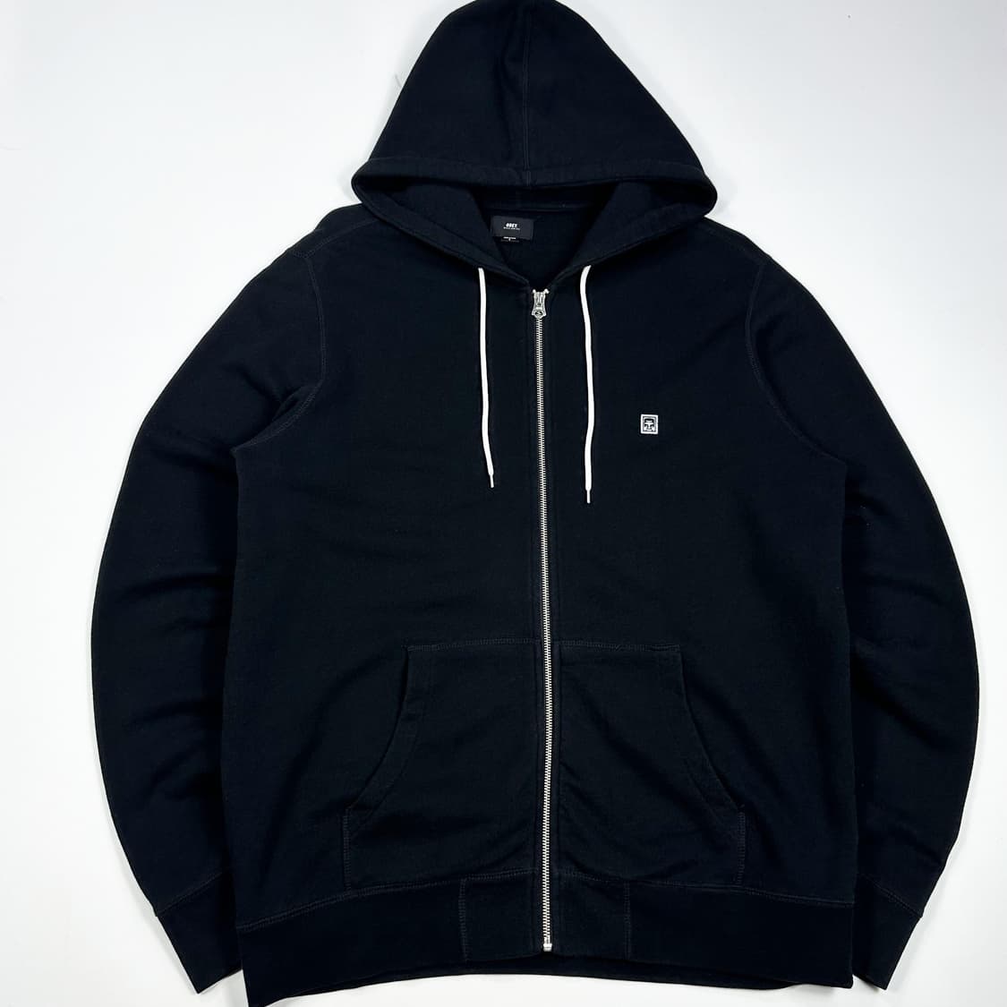 오베이 스몰로고 오버핏 후드집업 블랙 L 상품이미지1