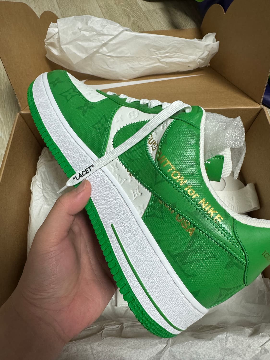 [US10] 루이비통 x 나이키 에어포스 화이트 짐 그린 상품이미지2