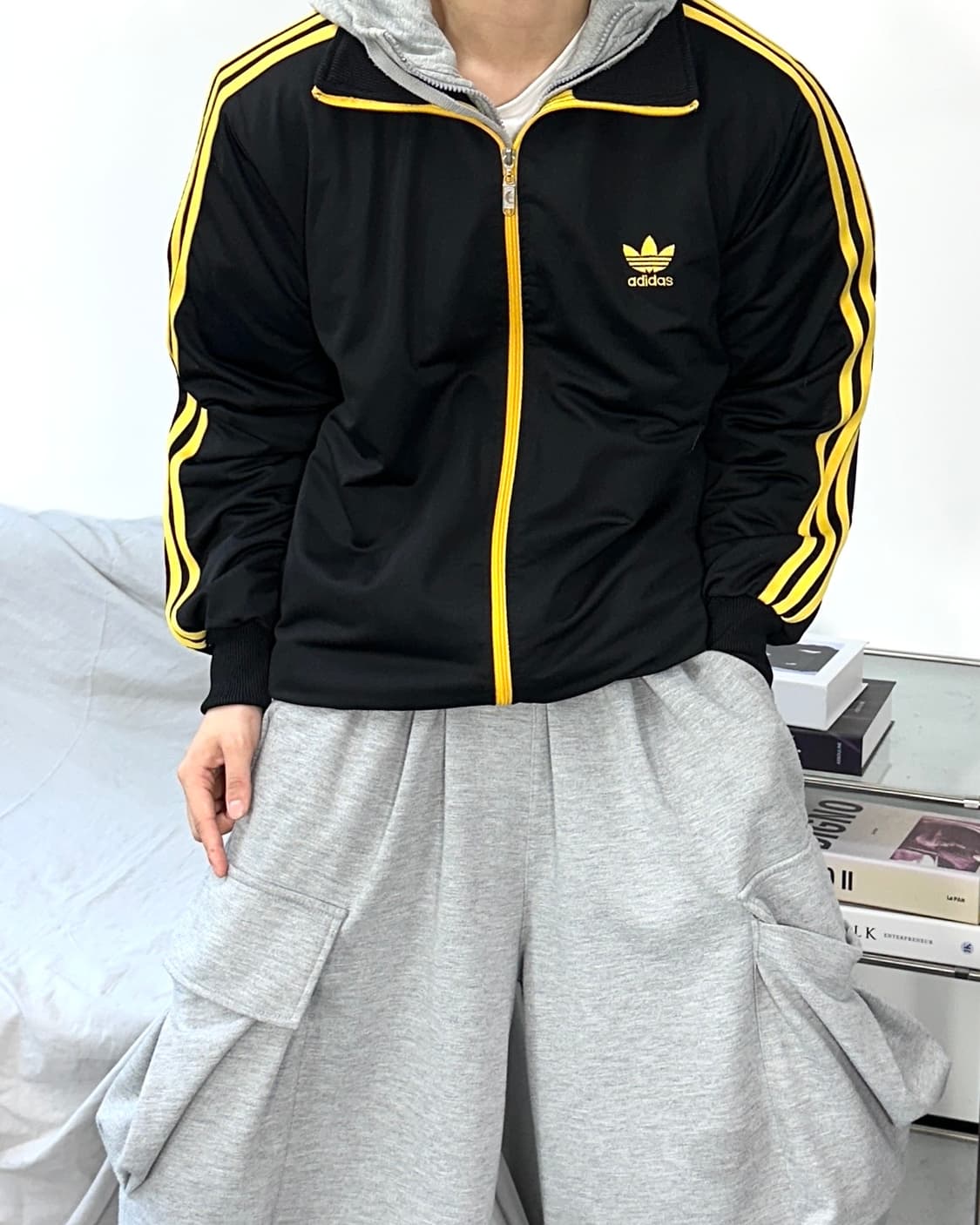 아디다스 블랙 옐로우 트랙탑 져지 XL 상품이미지2