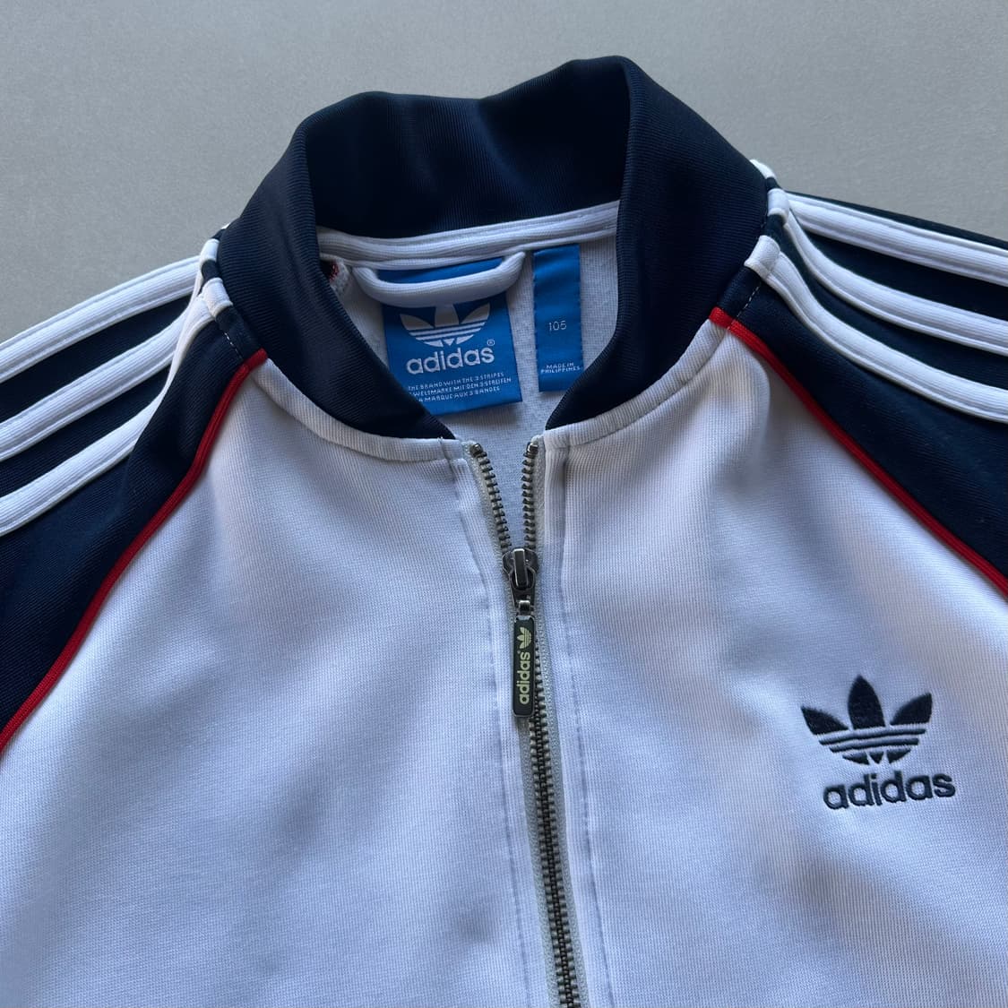 [XL]아디다스 트레포일 화이트 네이비 트랙탑 져지 상품이미지5