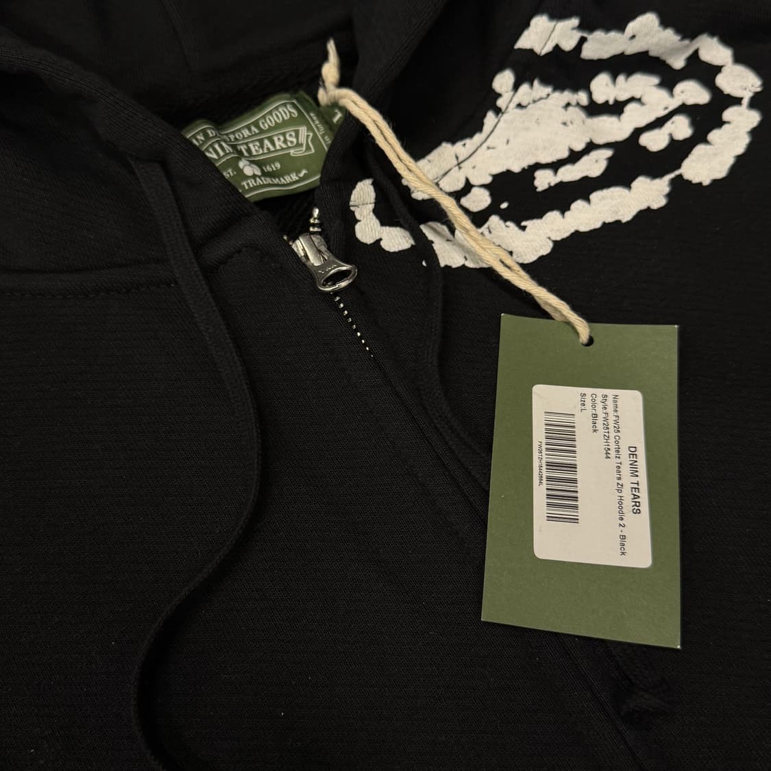 데님 티어스 x 코르테이즈 아일랜드 후드집업 블랙 상품이미지3