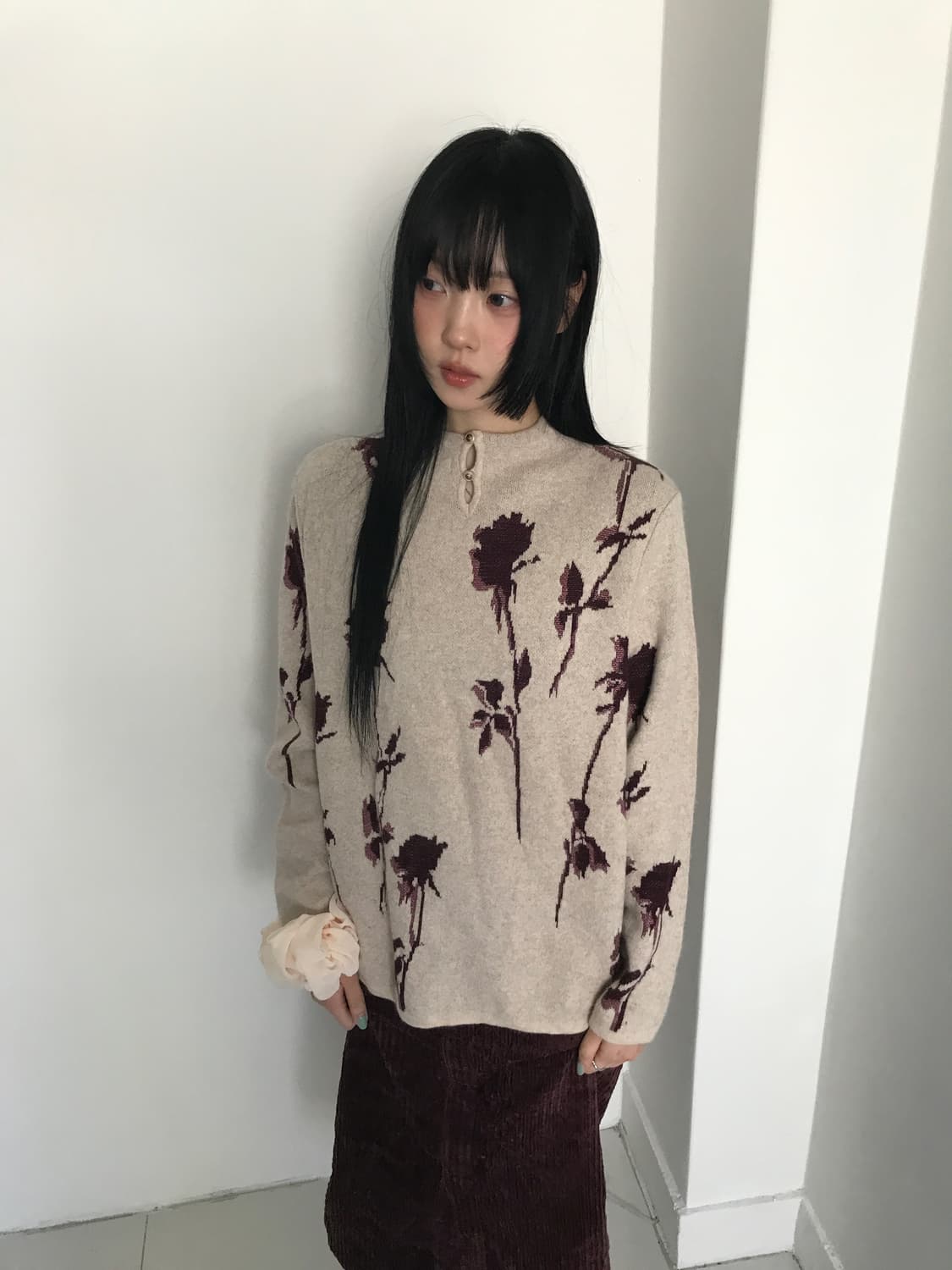 (Vintage)Corduroy button long skirt 상품이미지2