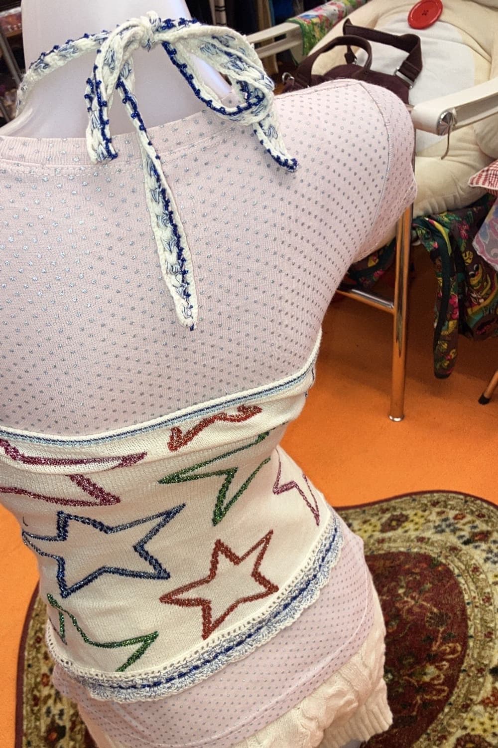 별 키치 홀터넥 니트 슬리브리스 상품이미지4