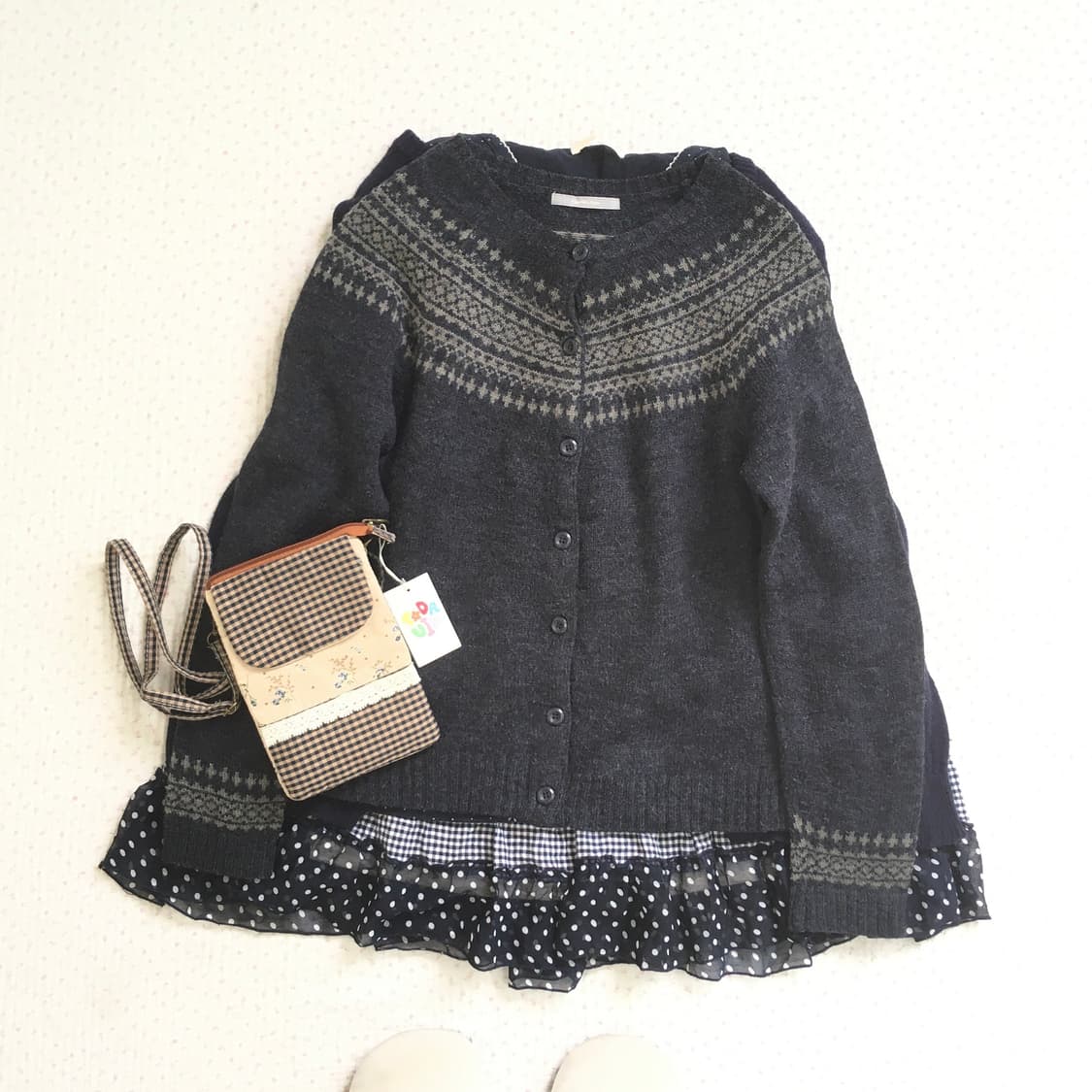 JPN/ 노르딕가디건 니트가디건 모리걸가디건 네이비가디건 상품이미지1