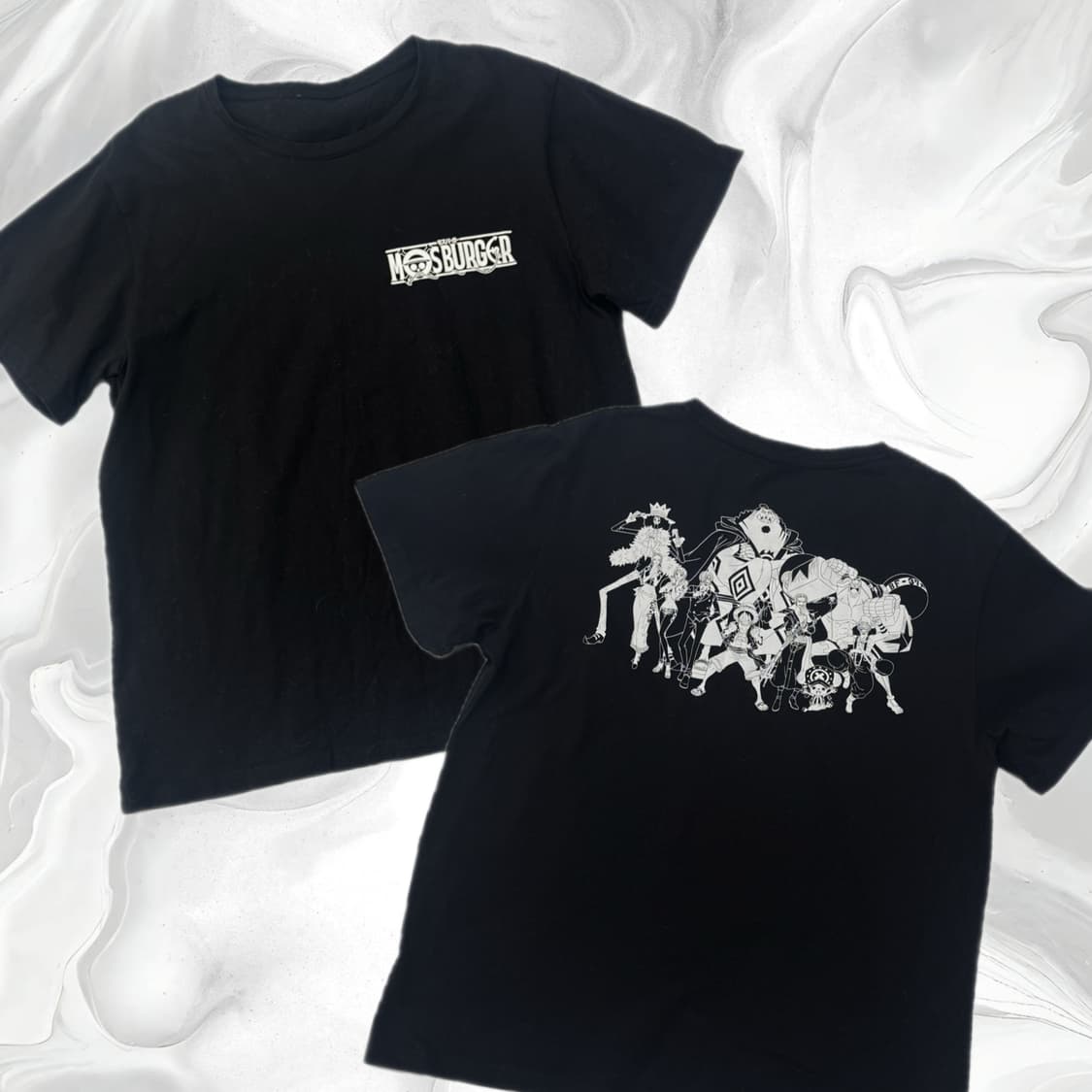 MOSBURGCR 재팬 원피스 밀집모자 해적단 반팔 티셔츠 펑크 상품이미지1