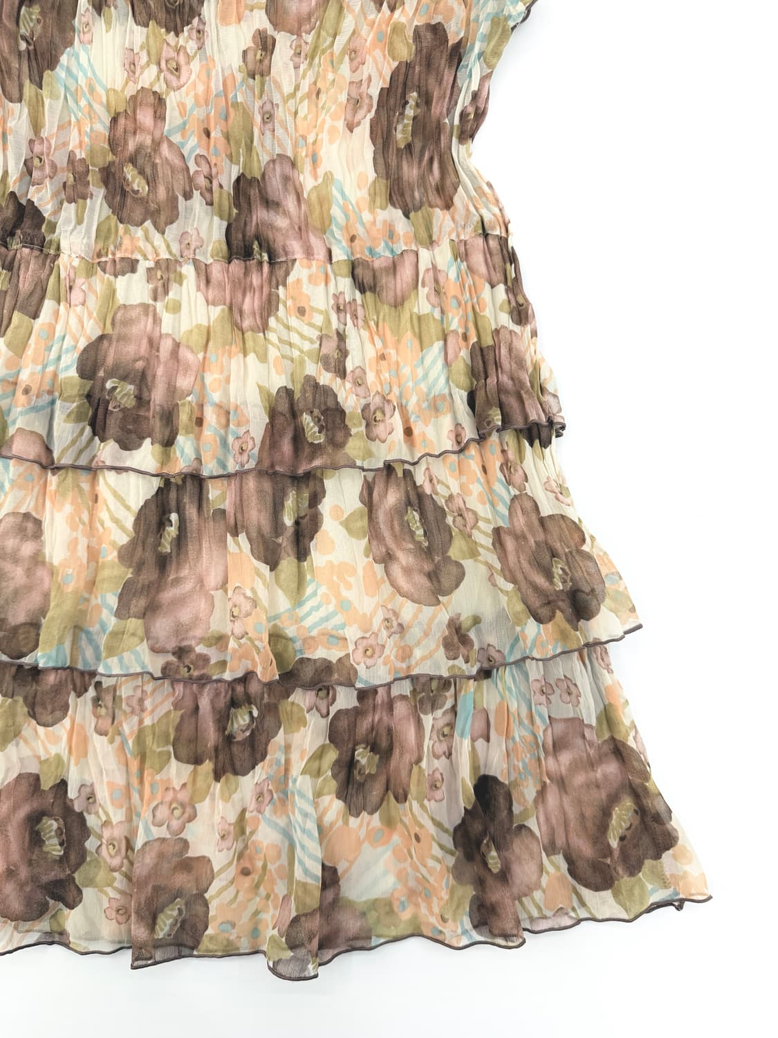 빈티지 플러워 시스루 프릴 레이어드 원피스 상품이미지5