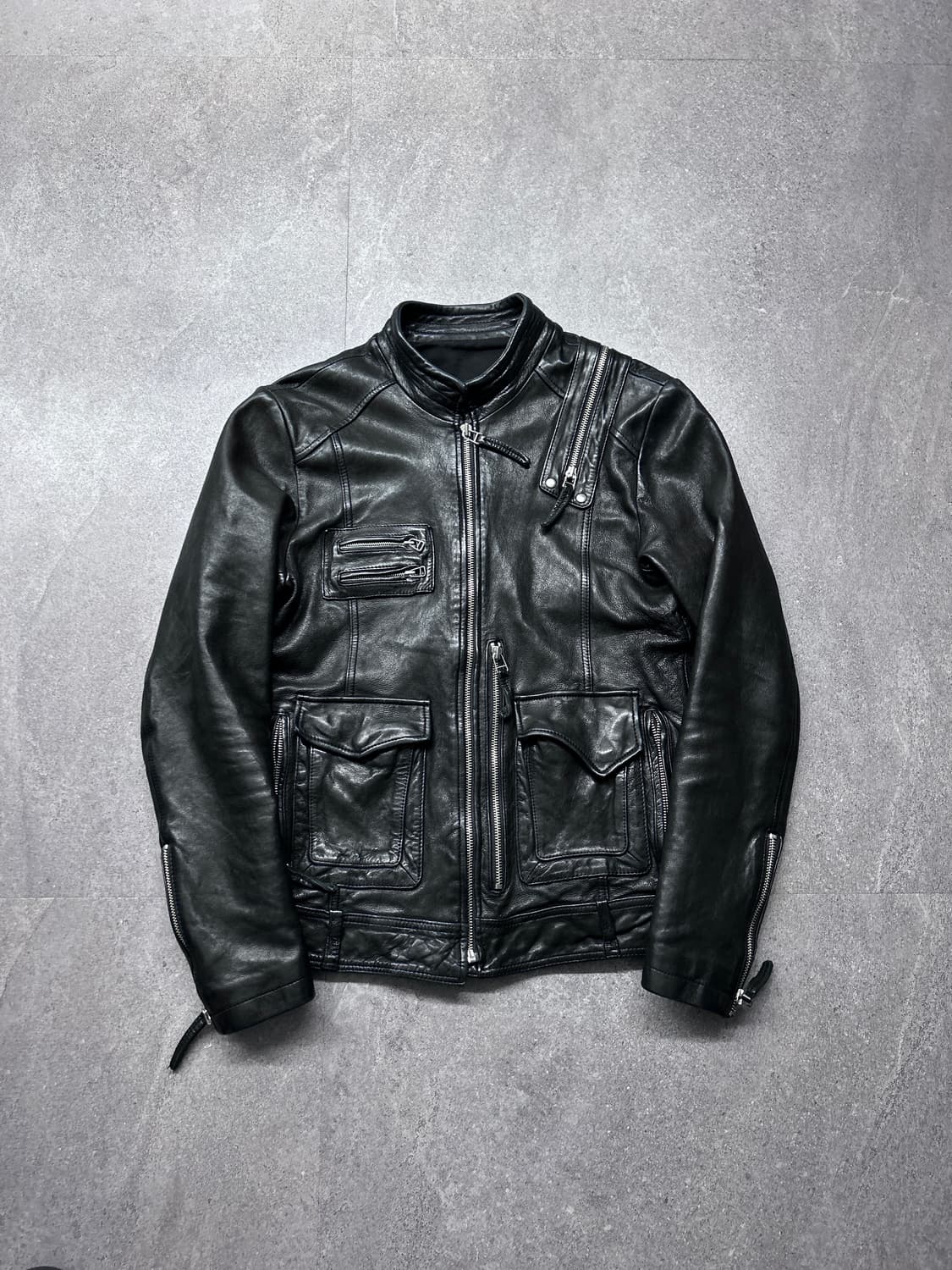 이탈리안 멀티 지퍼 레더 자켓 상품이미지3