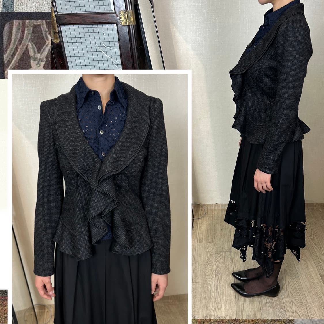 Armani collezioni 러플 크롭 자켓 상품이미지1