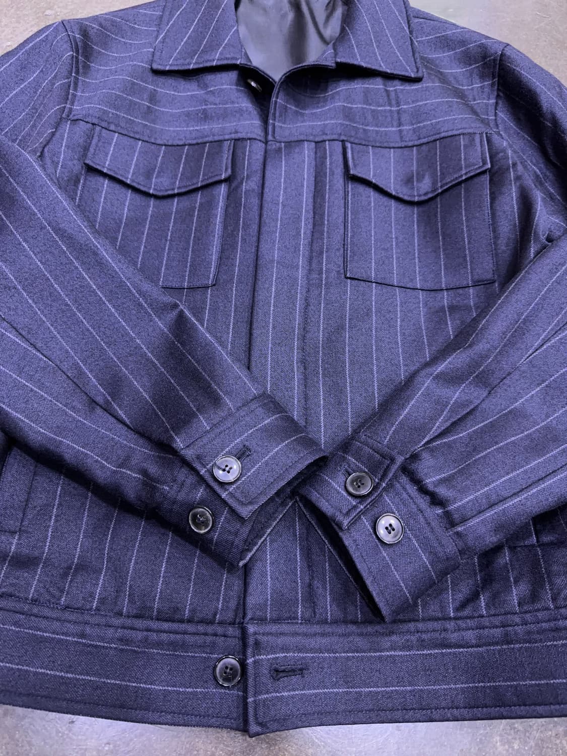 드러그옴므 스트라이프 울 트러커 블루종 자켓 S 상품이미지9