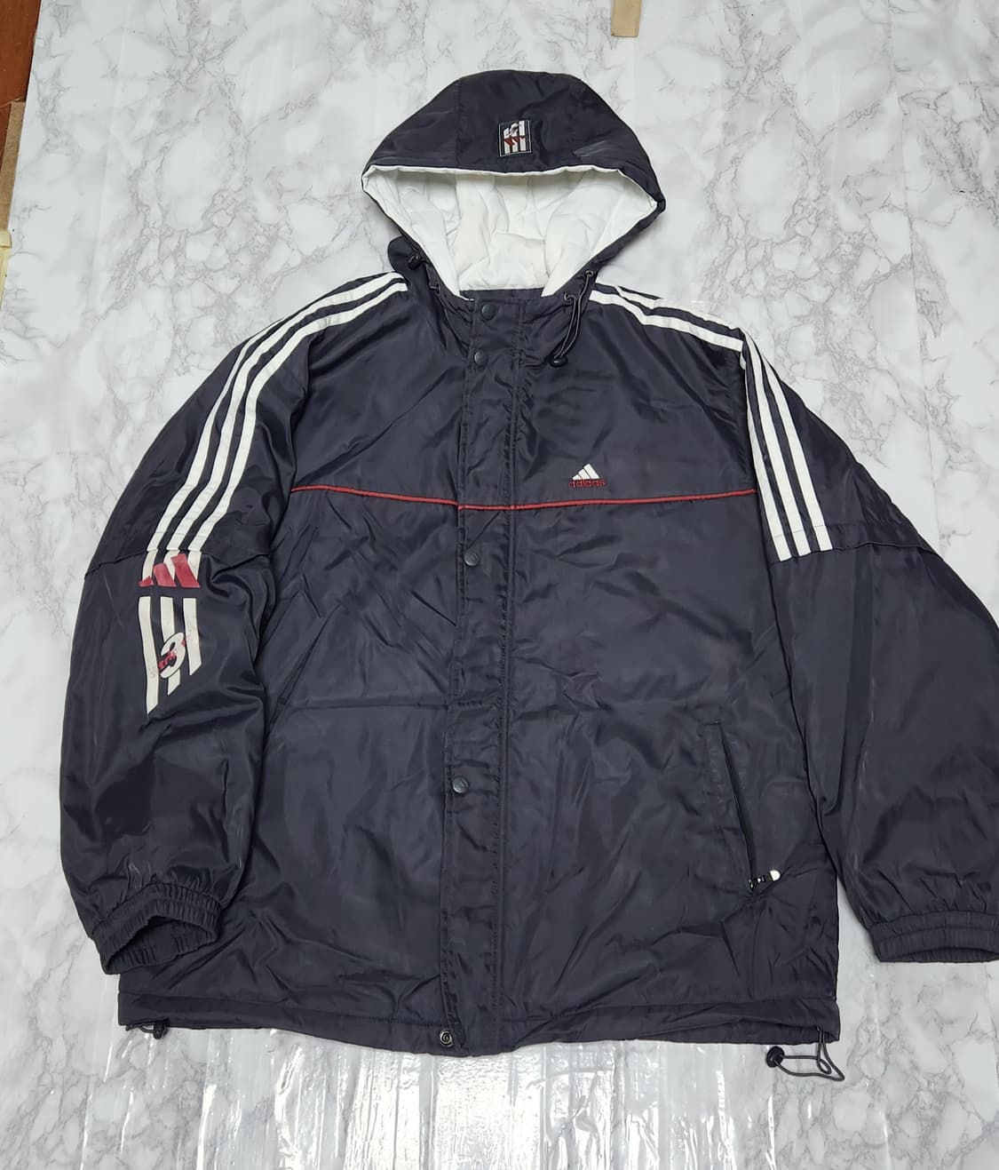 아디다스 삼선 차콜 후드 바람막이 점퍼 자켓 상품이미지2