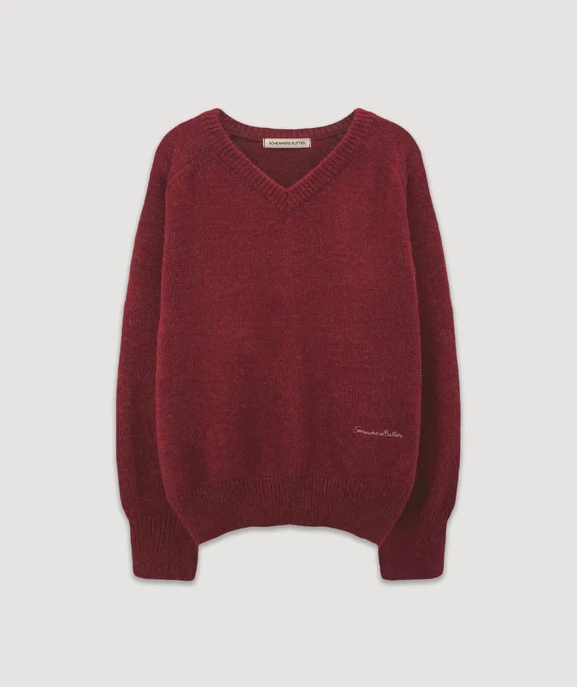 썸웨어버터 Hazel Alpaca V-Neck Knit - Red 상품이미지2