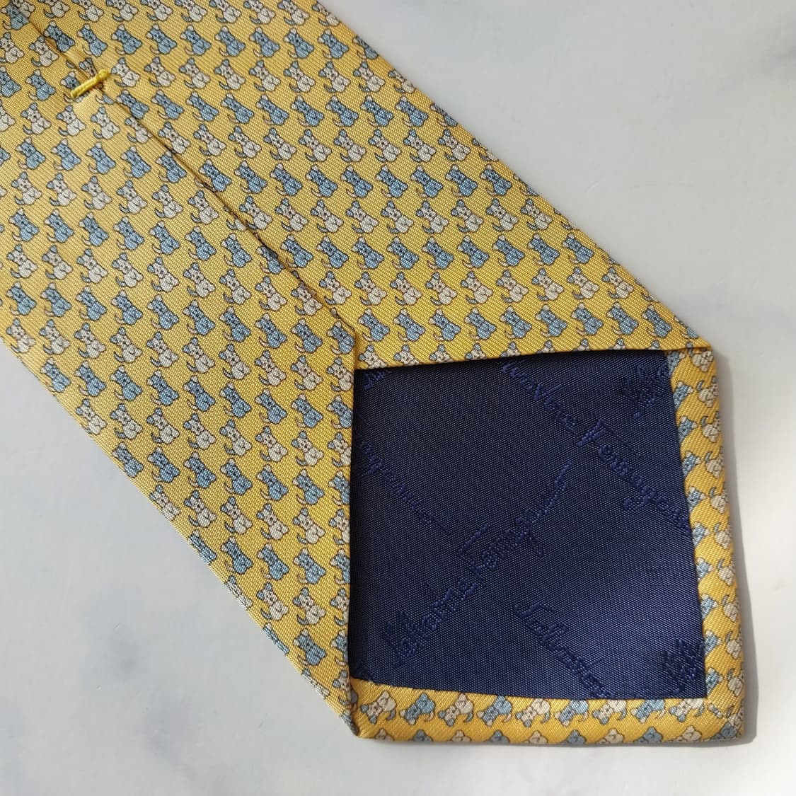 살바토레 페라가모 실크 강아지 모티브 넥타이 8.5cm A등급 K1936 상품이미지6