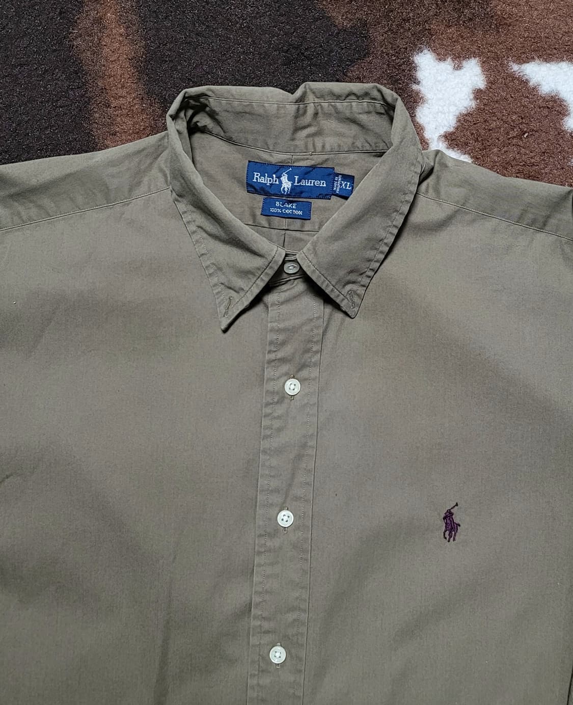 폴로 랄프로렌 남성용 카키컬러 면남방(XL) 상품이미지3