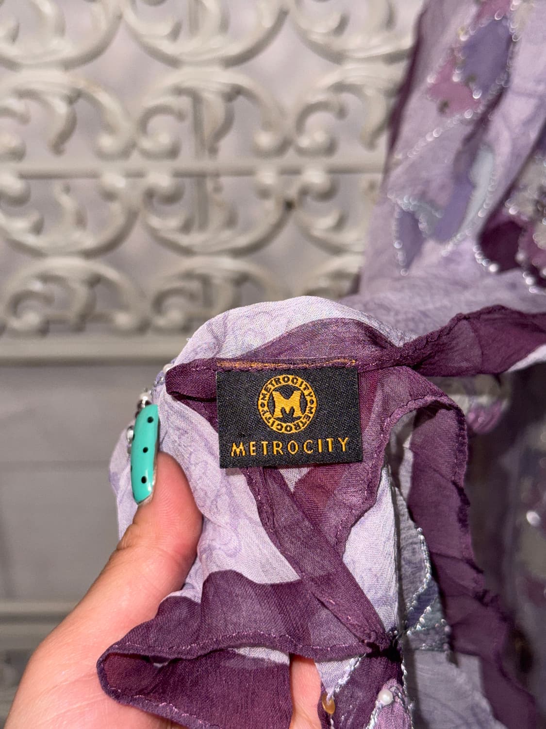 Metro City lavender flower beads scarf 상품이미지4