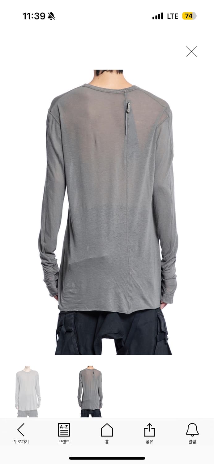 [S] boris bidjan saberi 11 크루넥 코튼 롱슬리브 탑 상품이미지2