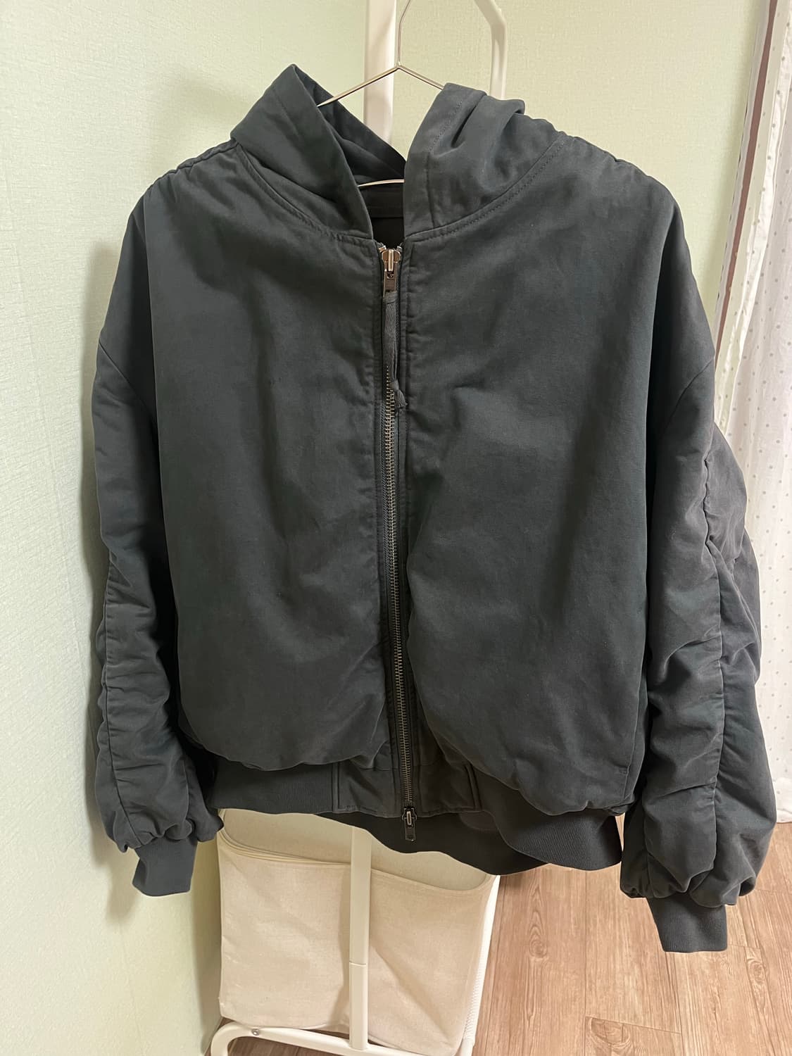 브랜디드 셔링후드봄버 빈티지차콜 M사이즈 상품이미지2