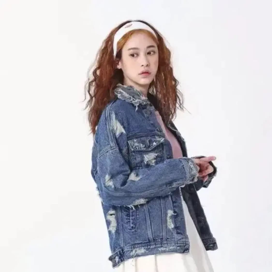 로맨틱크라운 데미지 트러커 남녀공용 데님자켓 청자켓 상품이미지2