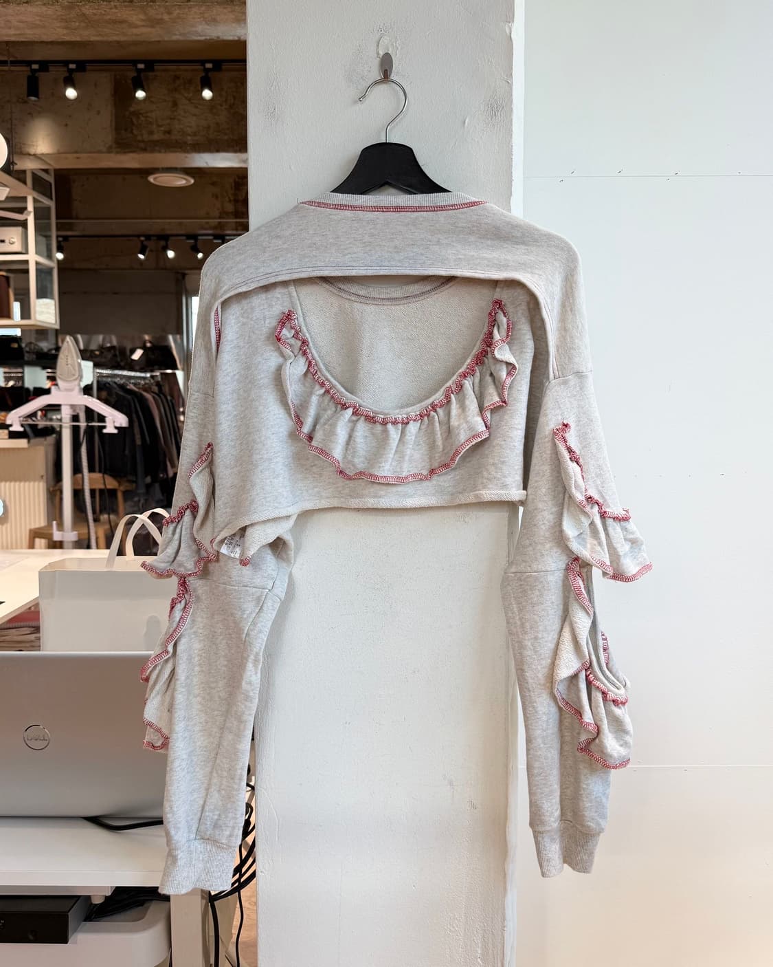 vtg 멜란지 그레이 셔링 크롭 스웻 셔츠  상품이미지7