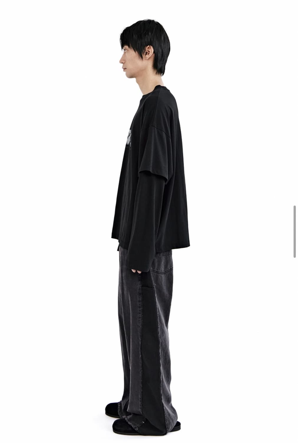 폴리테루 행크 사이드 리빌드 데님 팬츠 블랙 퍼플(2) 상품이미지2