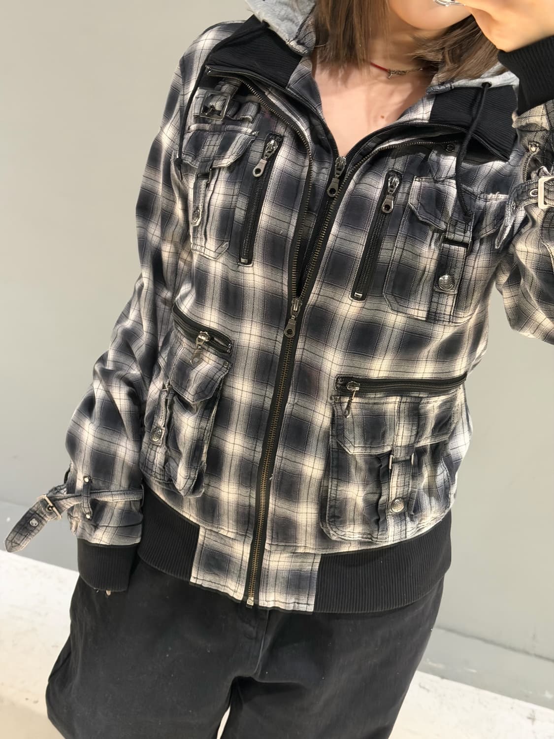 neck buckle multi pocket layered jk 상품이미지5