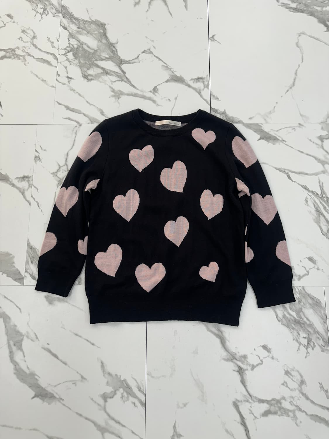 레니본 하트 패턴 니트 상품이미지1