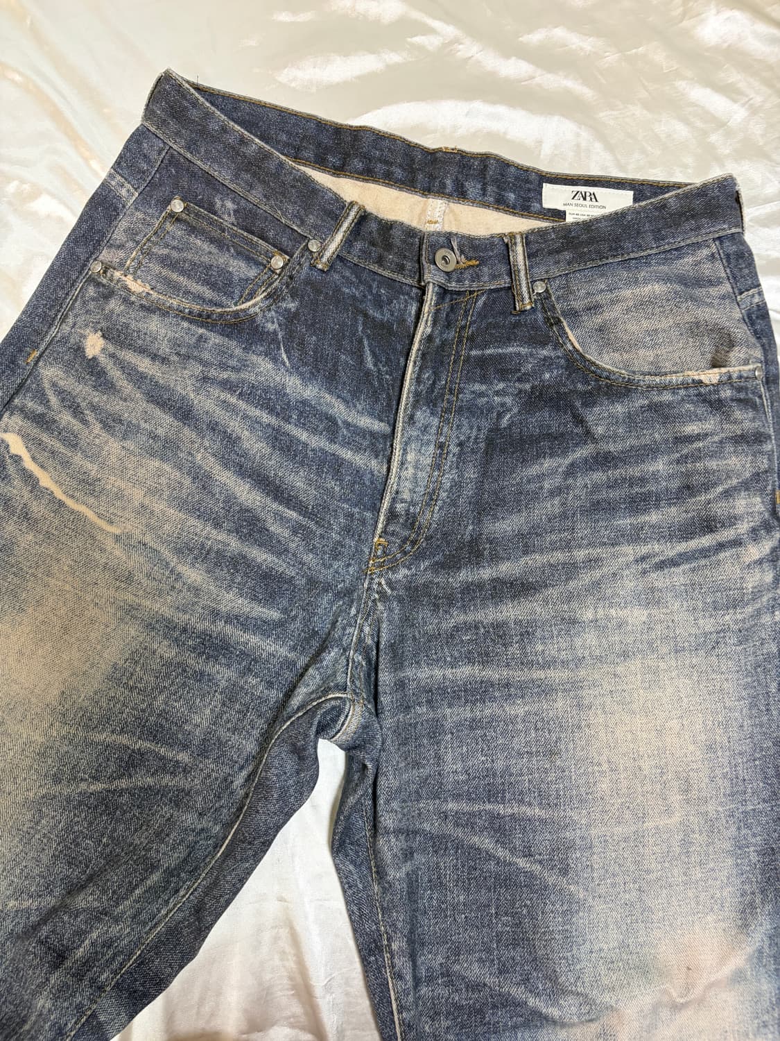 (32) 자라 프린티드 워시드 배기 핏 진 블루 상품이미지2
