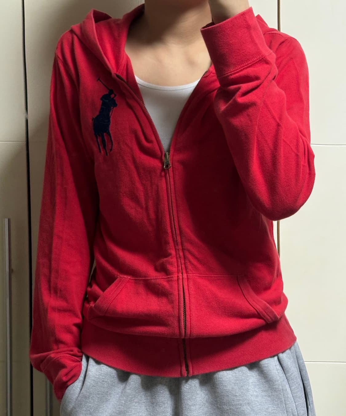 폴로 랄프로렌 레드 후드집업 상품이미지1