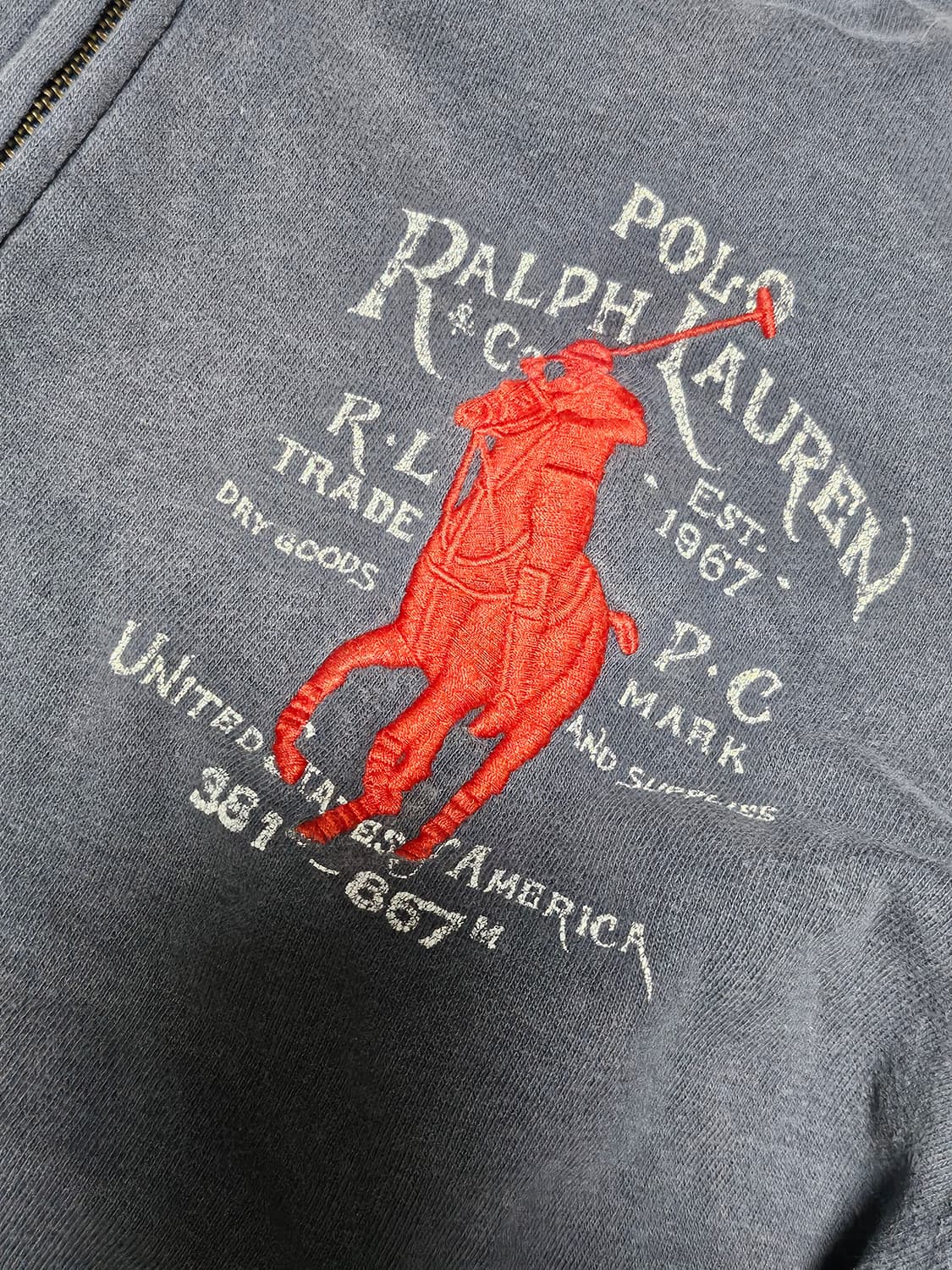 90s 폴로랄프로렌 빅포니 성조기 후드집업 L 상품이미지3