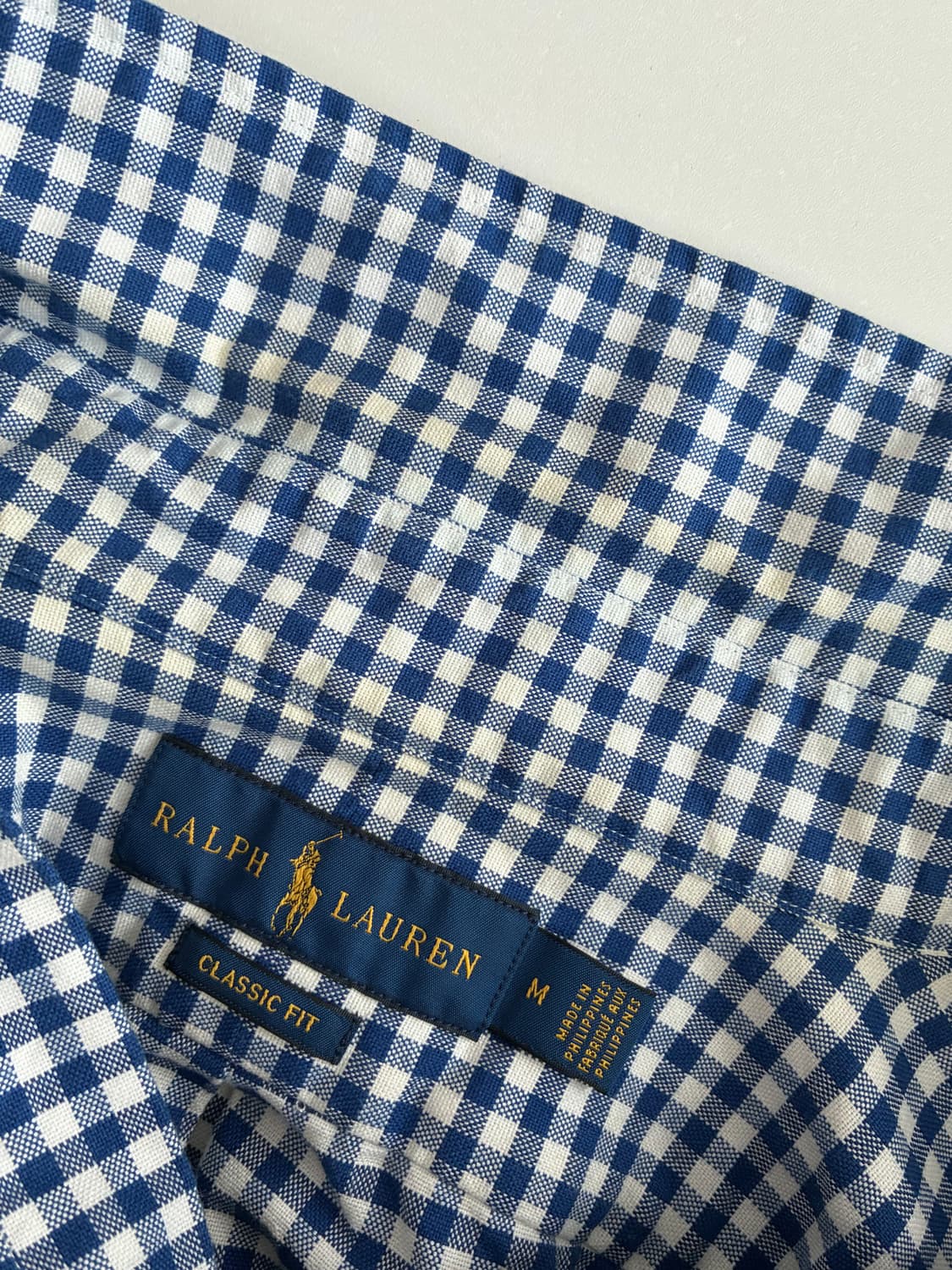 M) 폴로 랄프로렌 클래식핏 깅엄 체크 셔츠 블루 상품이미지4