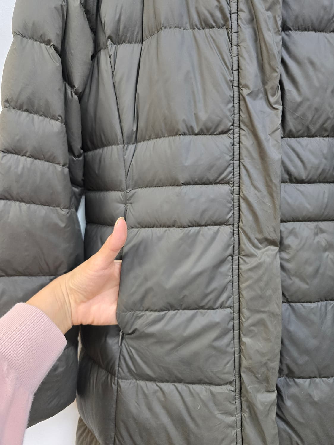 닥스 라인 예쁜 구스 롱패딩 카키 상품이미지7