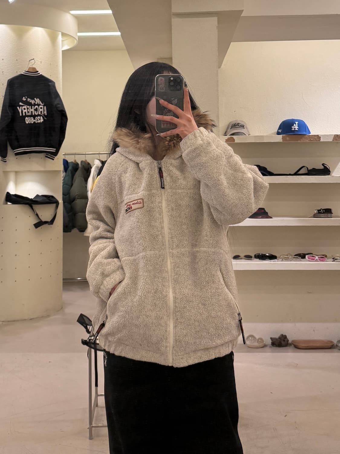 후부 양털 퍼 후드 집업 U779 상품이미지1