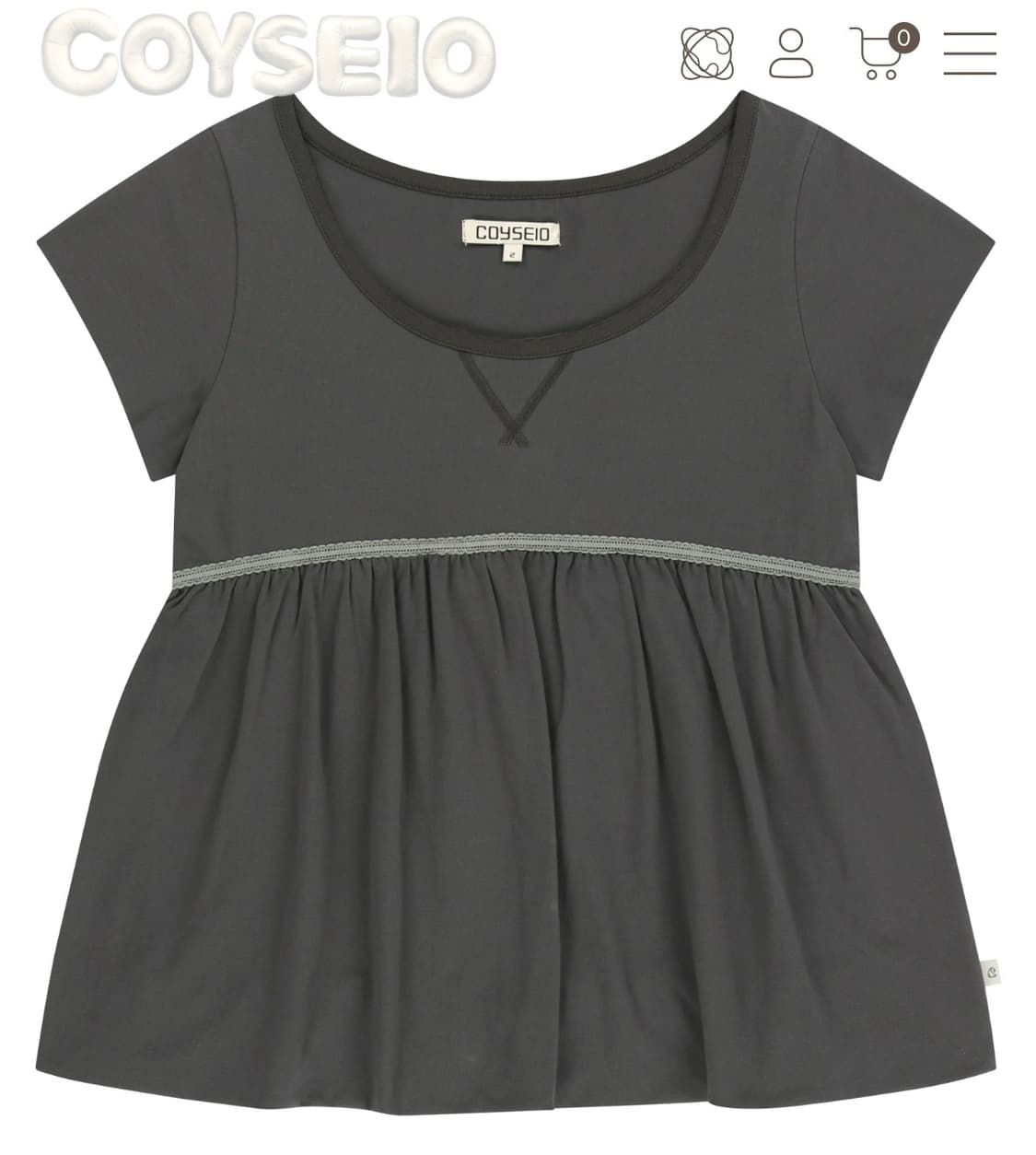 코이세이오 레이스 벌룬 티셔츠 다크 그레이 상품이미지1