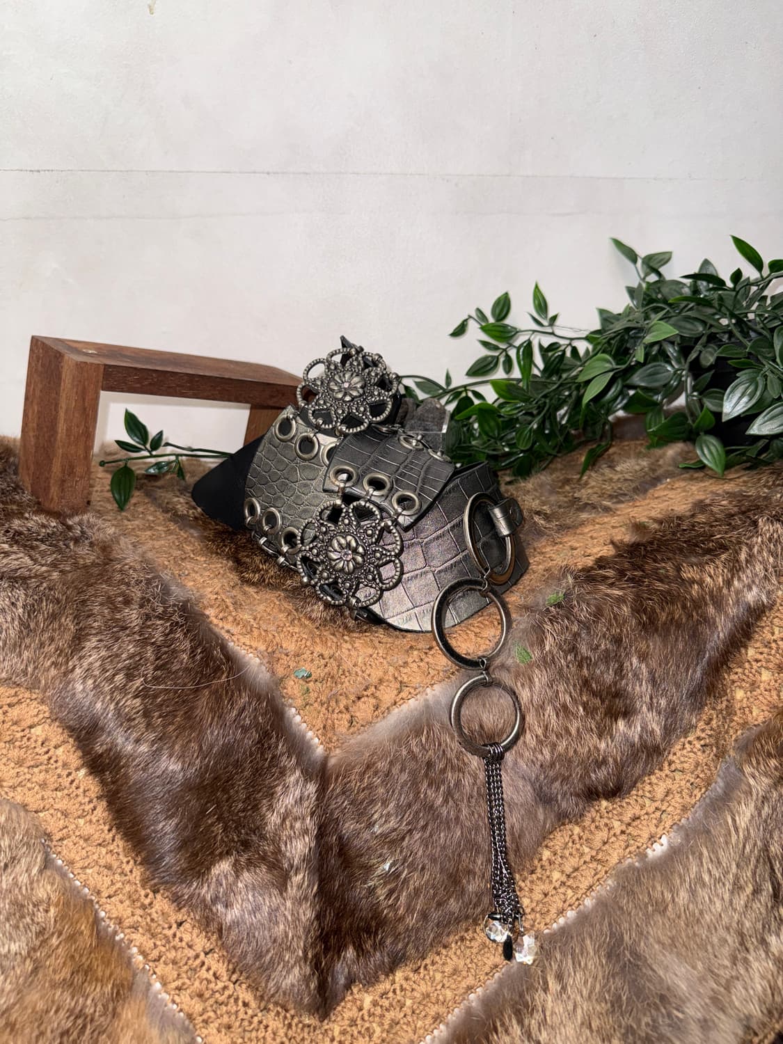 Metal silver python flower chain belt 상품이미지1