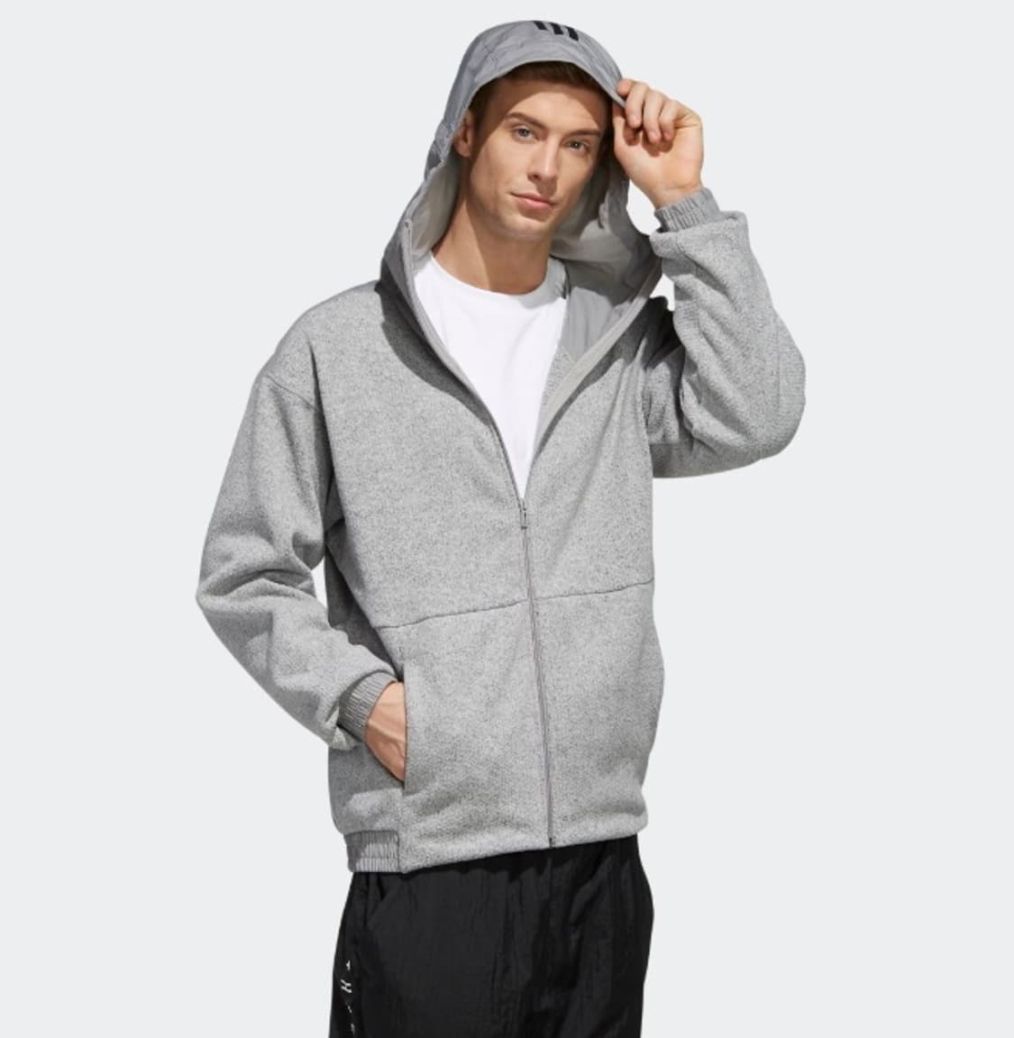 L) 아디다스 니트 플리스 후드 집업 그레이 상품이미지8
