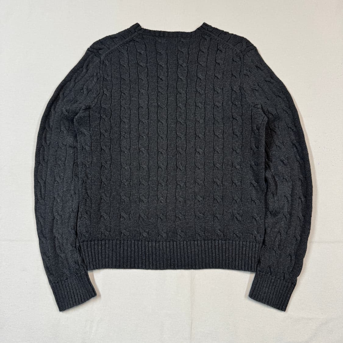 M) 폴로 랄프로렌 코튼 케이블 꽈배기 라운드넥 니트 차콜 상품이미지6