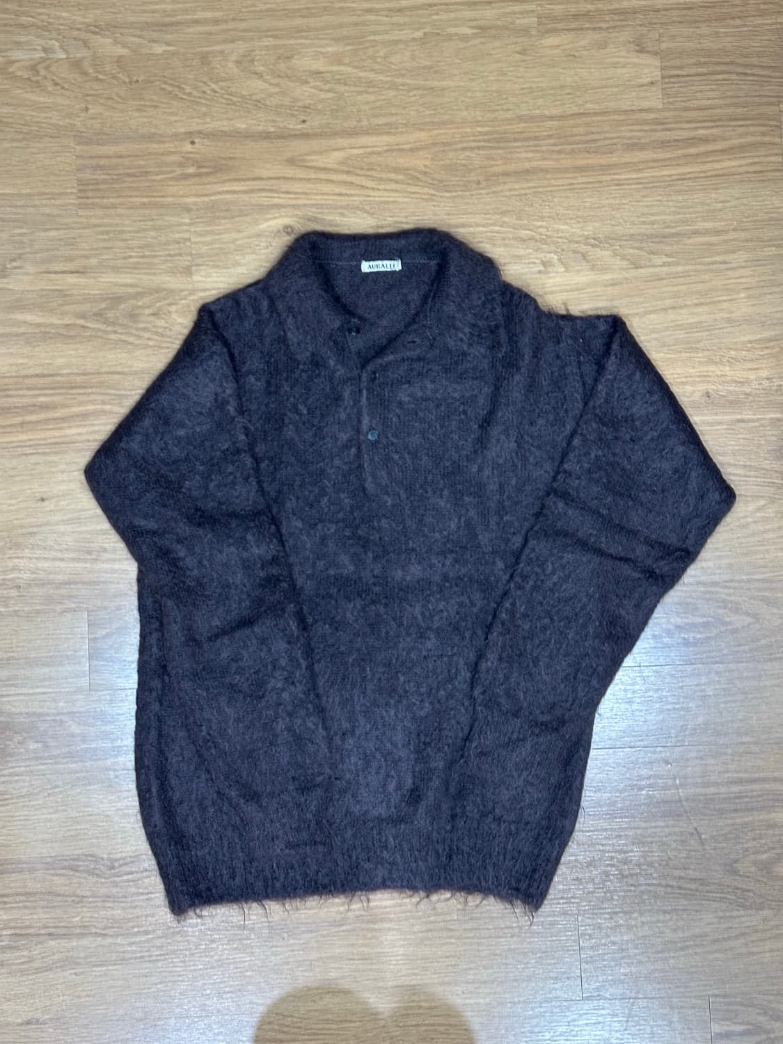 [4] 오라리 브러쉬드 슈퍼키드 모헤어 폴로 스웨터 브라운 상품이미지2