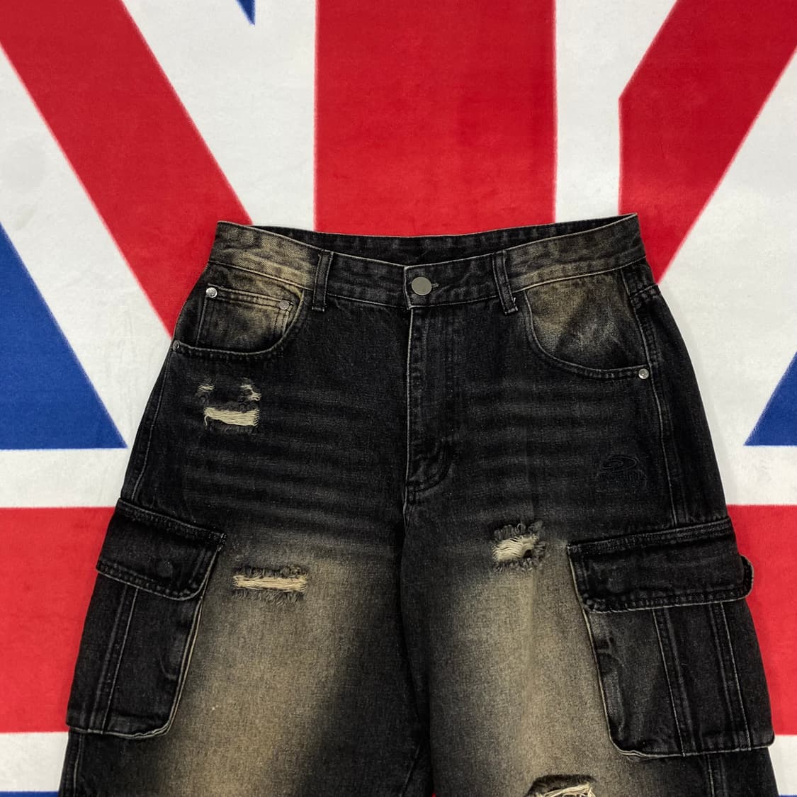 트래블 데미지 흑청 데님 카고팬츠 L  상품이미지2