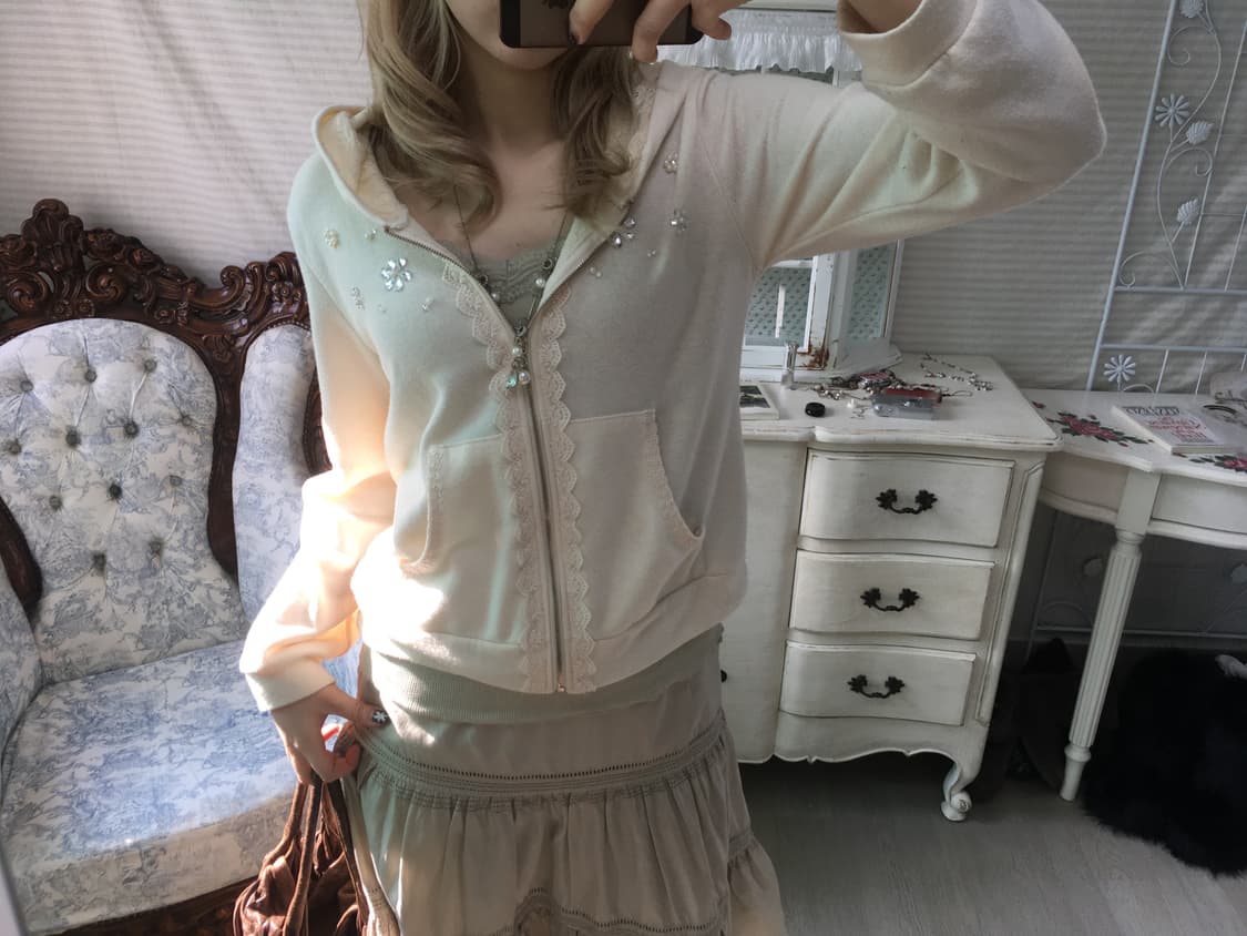 Axes femme 레이스 후드집업 + 민트레이스 나시 상품이미지1