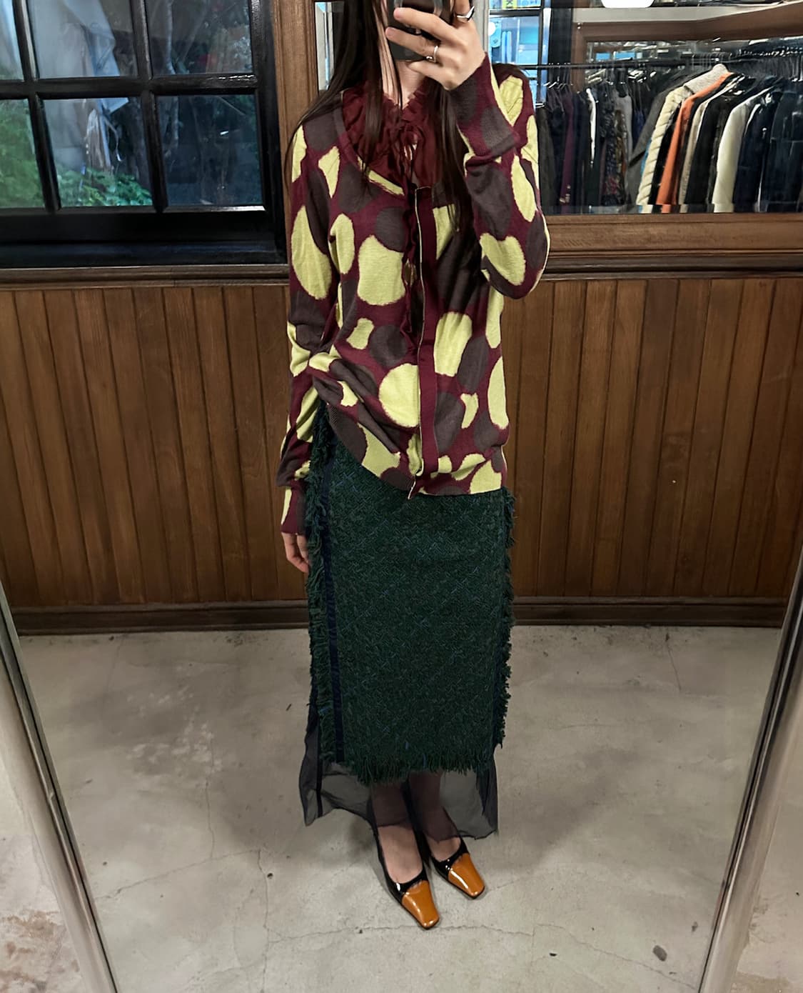 VERA WANG dot ruffle cardigan 상품이미지3