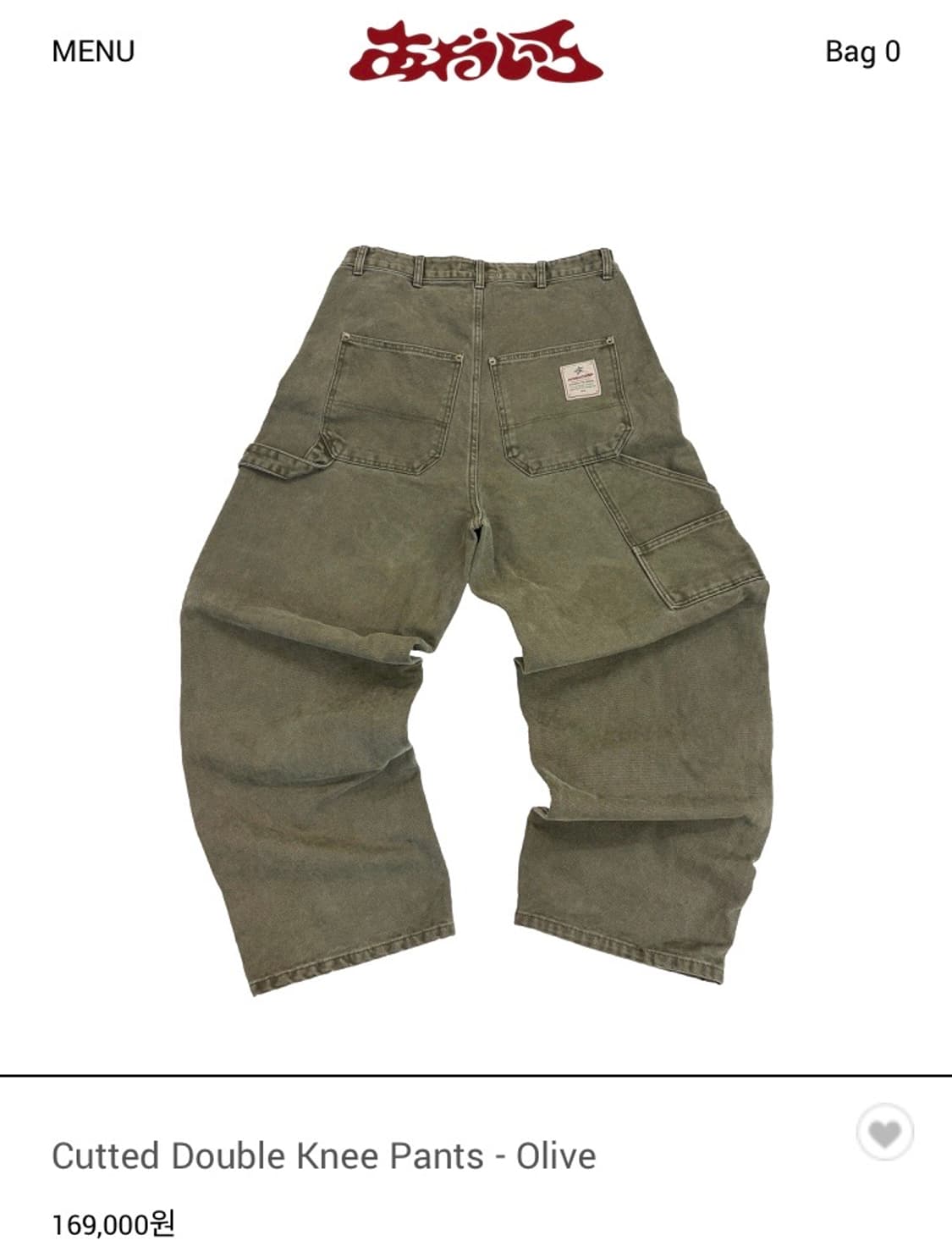 (2) 아오이로 커티드 더블니 팬츠 올리브 상품이미지2