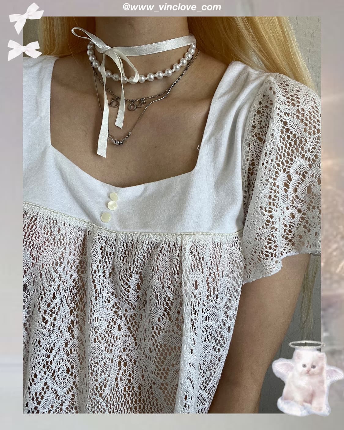 ೀ 시스루 레이스 반팔 ೀ 상품이미지3