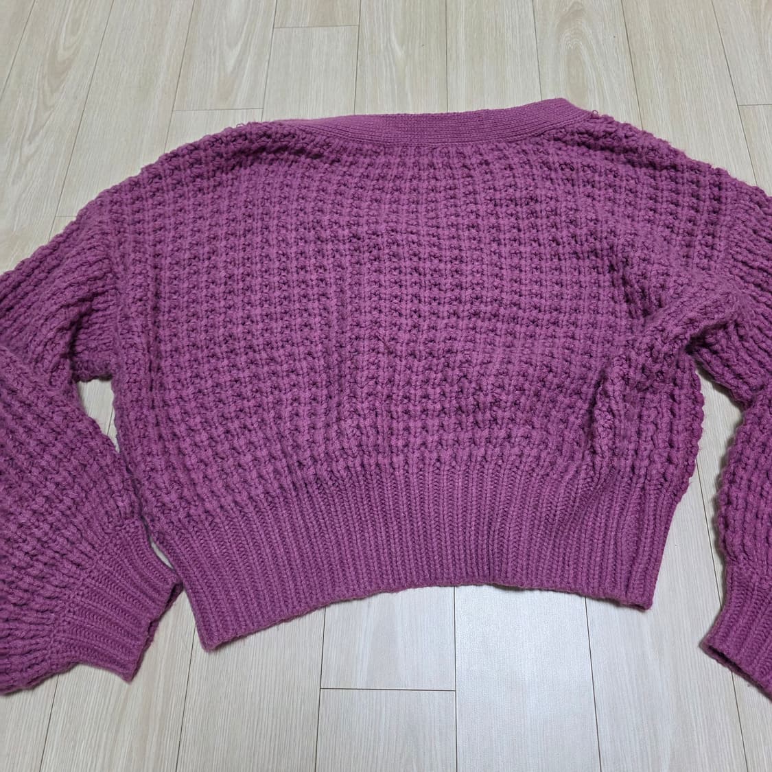 ingni 일본빈티지)퍼플 로맨틱 양산형st 아방핏 와플하찌니트가디건 상품이미지7