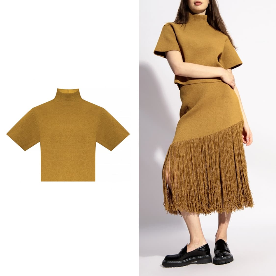 프로엔자슐러 텍스처 하이넥 반팔 탑 상품이미지2