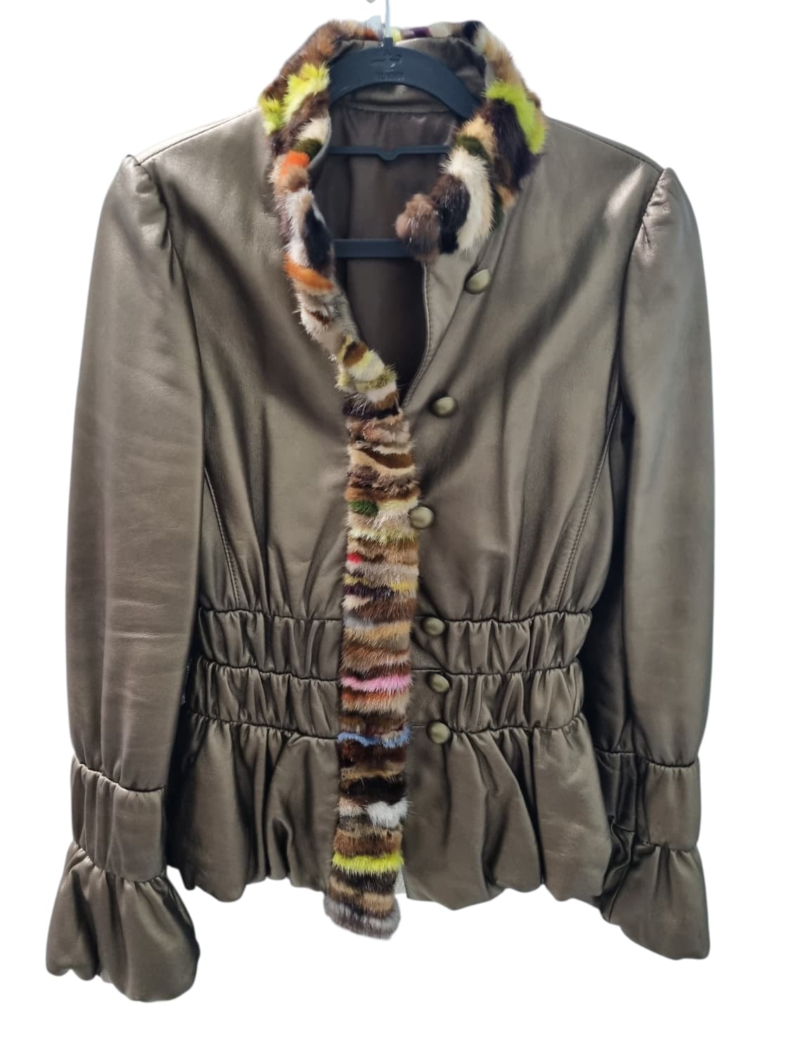 컬러밍크 트리밍 레더 자켓 44-55 상품이미지2