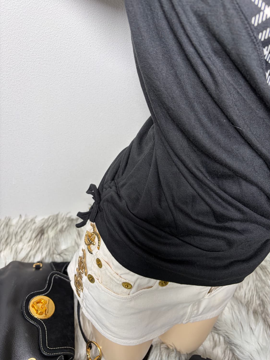 갸루 체인 레이어드 블라우스 반팔티 상품이미지3