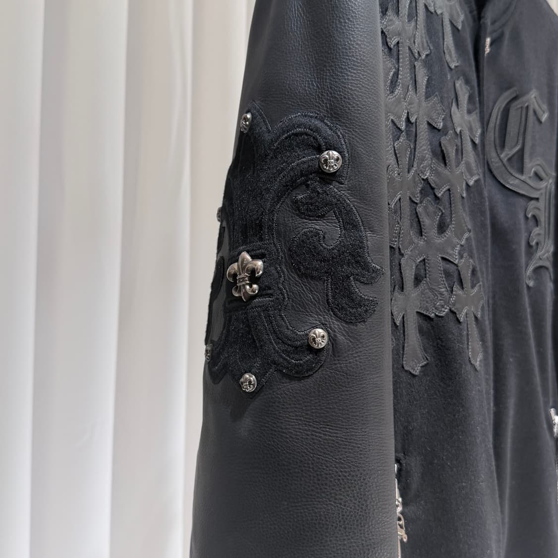 (A+/L) / 크롬하츠 레터맨 레더 바시티 가죽 자켓 블랙 상품이미지3